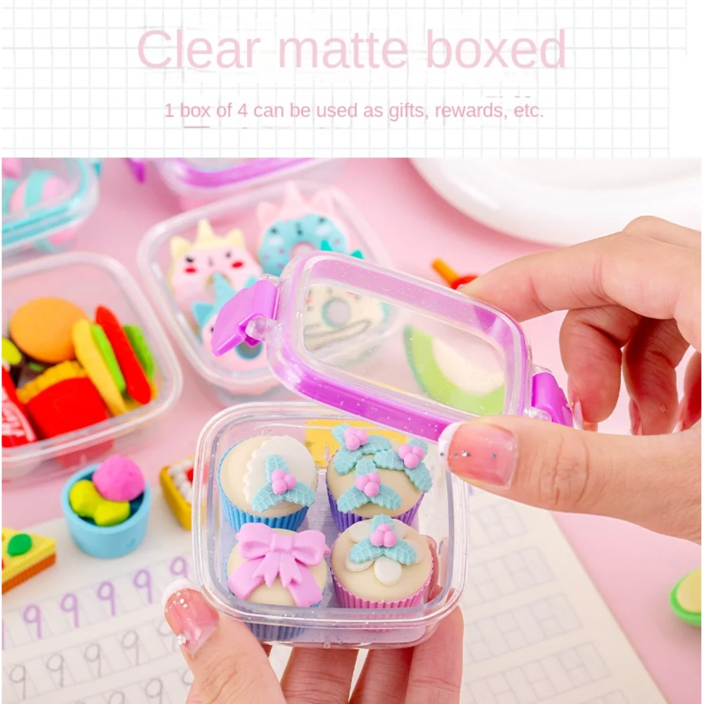 Cute Stretchable Cartoon Eraser Dustless High Elastic Box-packed Eraser Colorful Funny 3D Shape Eraser Student