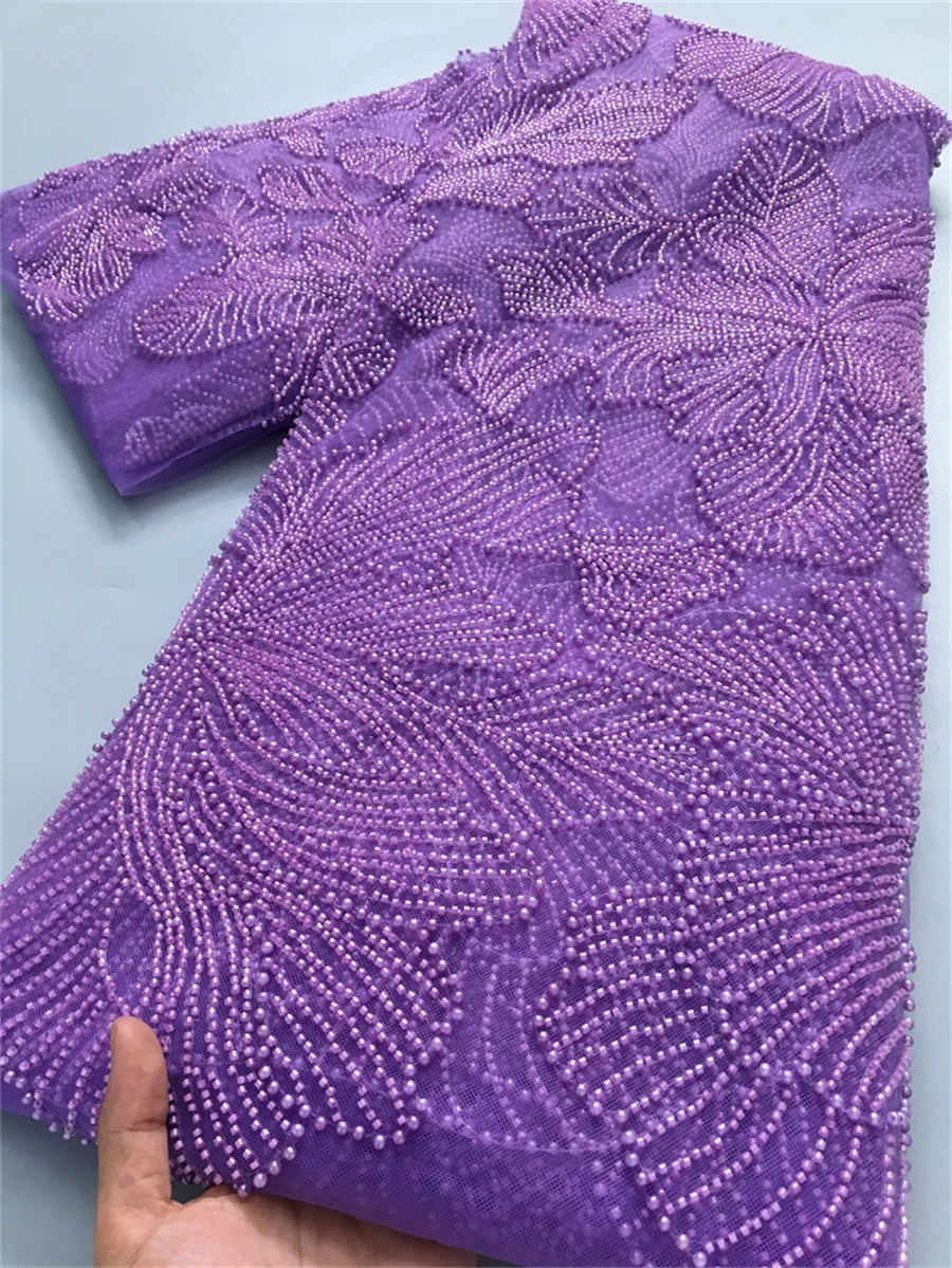 Neueste Französisch Mesh Spitze Perlen Stoff Hohe Qualität Afrikanische Nigerian Tüll Mesh Spitze Luxus Brautkleider Für Frauen, 2,5 yards4034