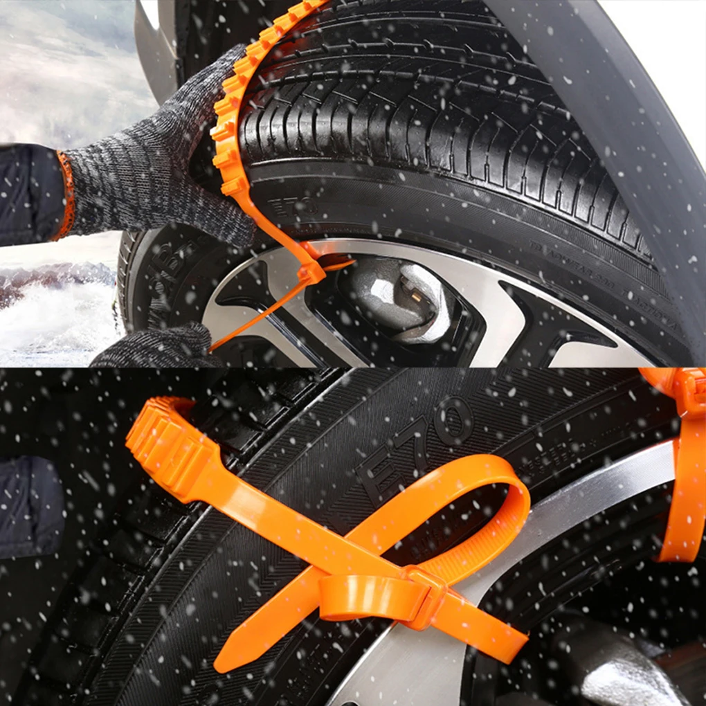 10pcs/set Car Anti-skid Chains Tough Snow Chains For Cars With Small Size Tire Snow Chains Strong Grip Anti-skid Cable Ties