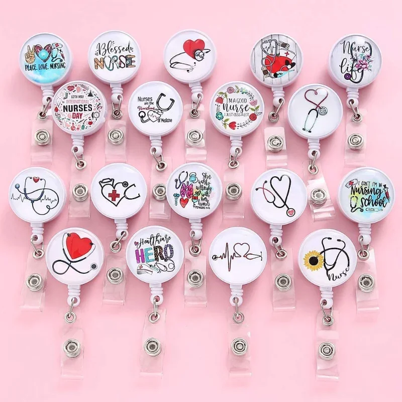 Retractable ID Name Badge Reel For Doctors Nurses Work Card Holder Accessories Workers Pass Staff Employee\'s Card Clip