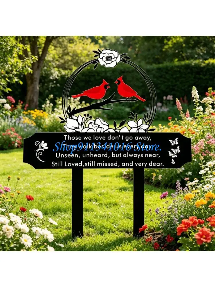 Marqueur cimetière Rose Bird pour pelouse jardin 13,78 X 11,4 pouces