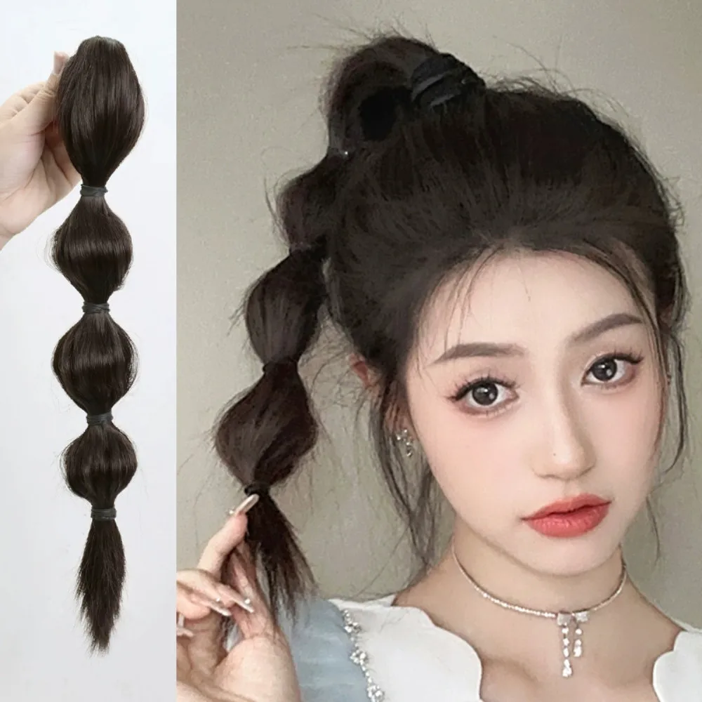 

Y2K Girl Bubble плетеный синтетический зажим для парика женский сладкий крутой двойной хвост витые боксерские косы для наращивания волос