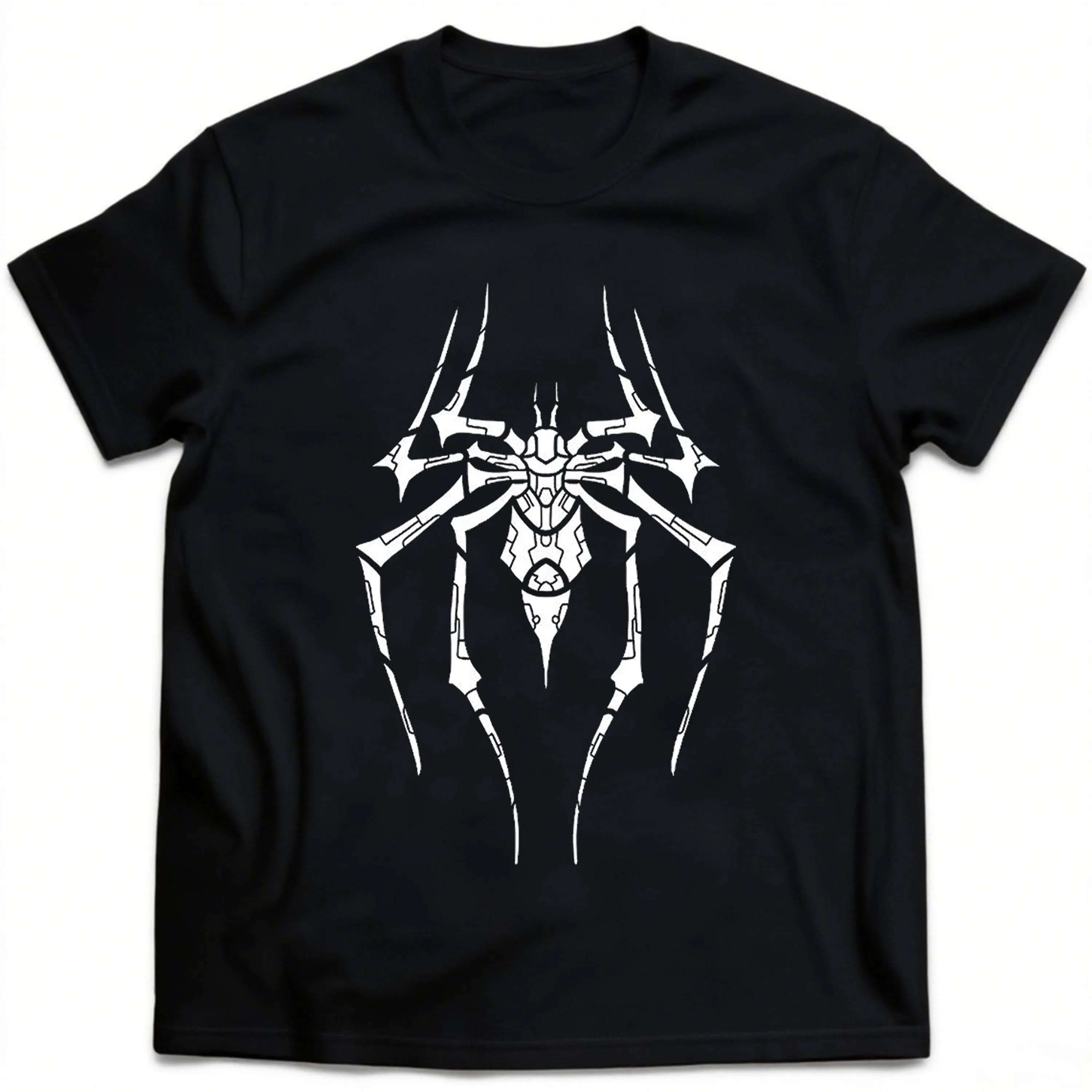 T-shirt da uomo taglie forti, girocollo in puro cotone nero, adatta per abbigliamento da esterno in primavera ed estate, casual e confortevole