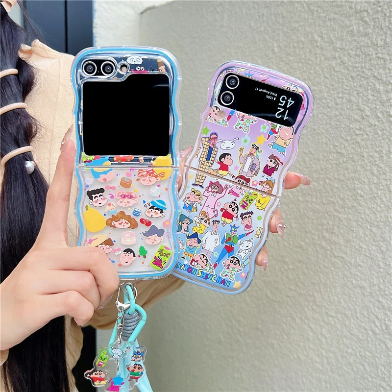 Cute Cartoon Japan Anime Crayon Shin chan Phone Case For Samsung Galaxy Z Flip 7 6 5 Case Soft TPU Back Cover For Z Flip 3 4