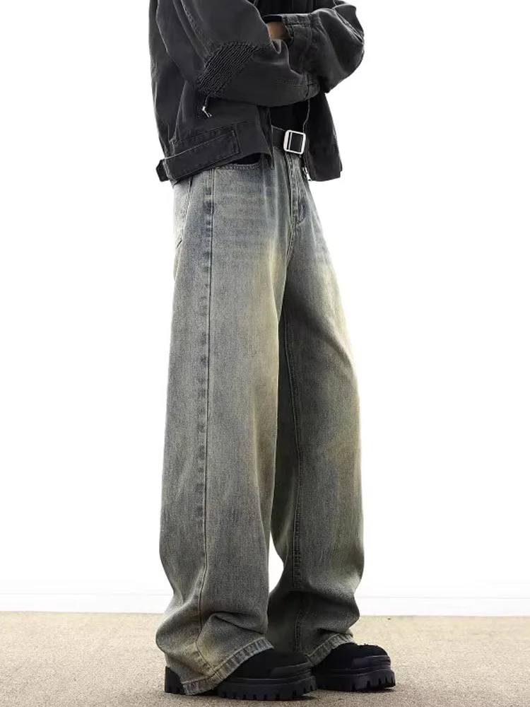 Jean américain rétro Cleanfit à jambes larges pour hommes, tendance, ambiance de rue, ample, droit, Micro pantalon évasé, mélange de coton et de Polyester