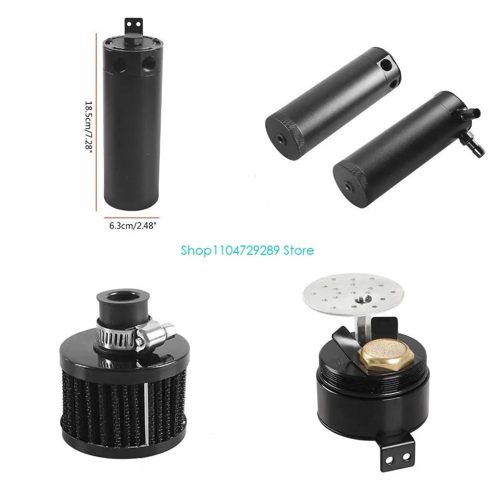

D8KE Air Oil Catch Can Baffled 2 Port Reservoir for Tank with Drain for Valve