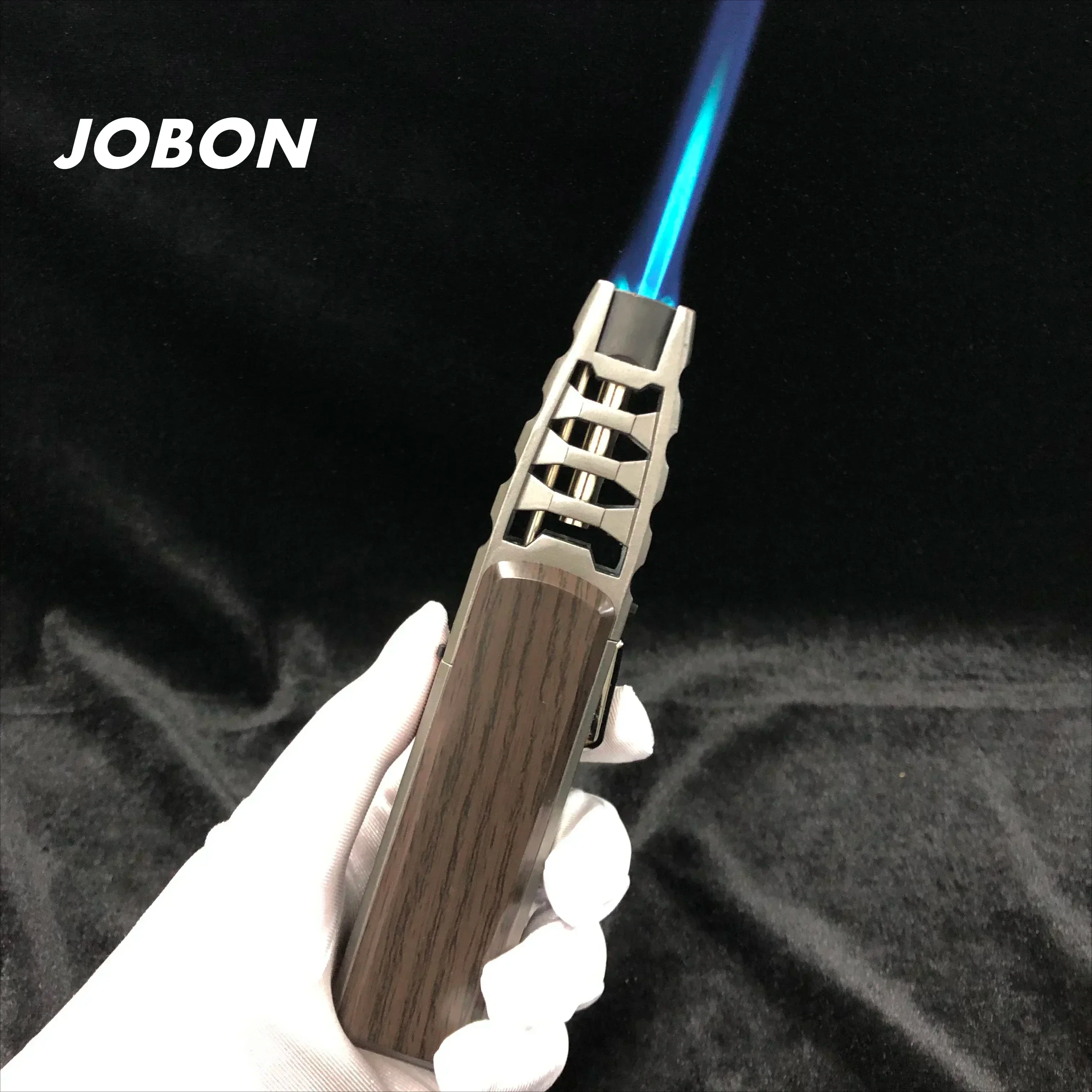 JOBON Metal Windproof High Fire Turbine Gas Lighter Portable Outdoor Barbecue Camping Kitchen Fire Gun Men's Gift