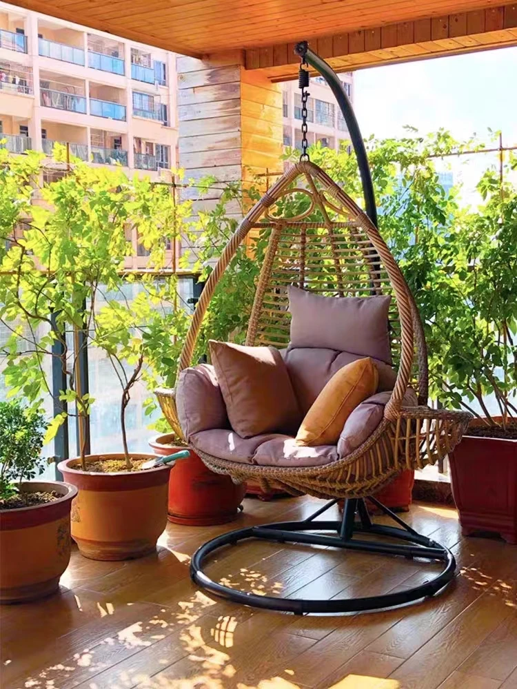 Modern rattan outdoor furniture garden balcony indoor cradle leisure hammock With Stand Patio hanging egg chairs for bedrooms