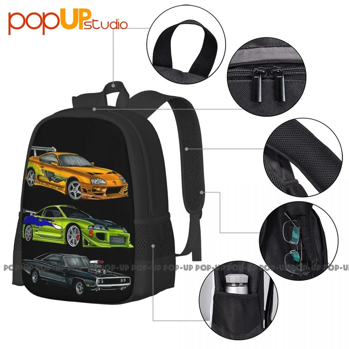 Cars From Fast And Furious Backpack Large Capacity School Training Sports Bag Outdoor Running