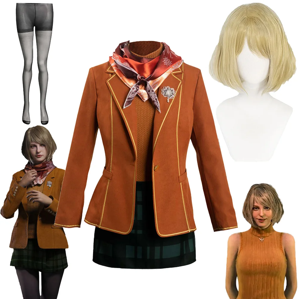 

Biohazard Game Resident 4 Rev Ashley Cosplay Women Wigs Costume Game Halloween Female Disguise Role Playing Clothes