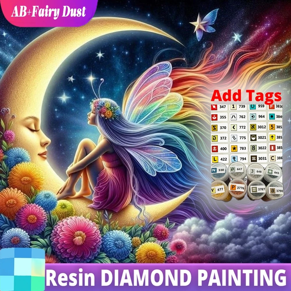 

Смола AB Фея Пыль Алмазная Картина Распродажа Девушка Портрет Полный Квадратный Круглый Женский Мозаика Лунный Пейзаж Вышивка Домашний Декор