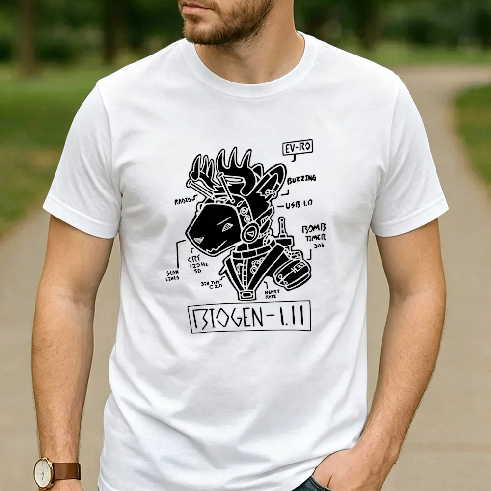 Sci Fi Biomechanical Reindeer Furry Blueprint Graphic T Shirt Unisex Cotton Technical Drawing Robot Anthro Short Sleeve Tee