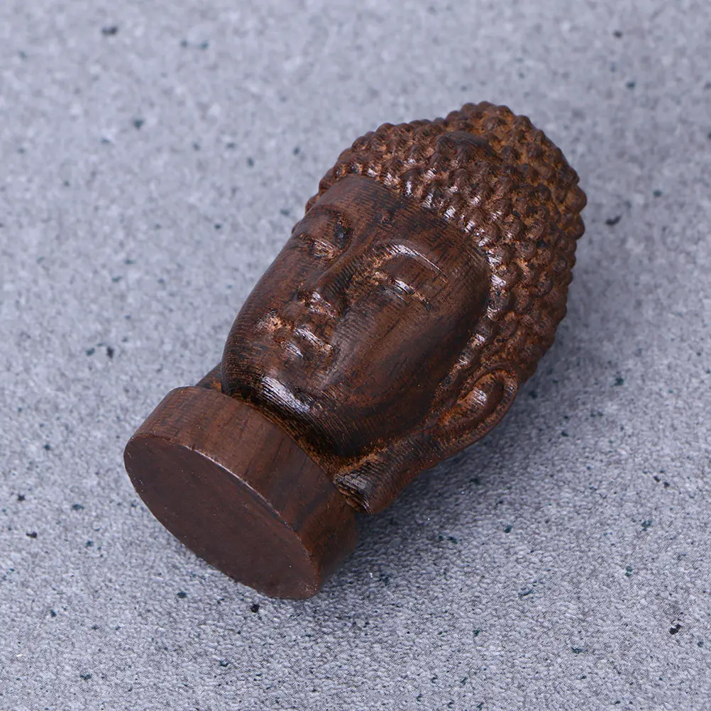 3Pcs Buddha Head Wood Carving Ornament Handcrafted Wooden Sakyamuni Decor for Home Office Living Room Bedroom Study Garden Gift