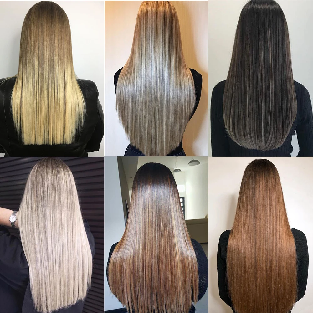 Extensiones de Cabello sintético sin Clip, pelo sintético Invisible de línea de pescado, negro y Rubio, postizo de una pieza, 22 pulgadas