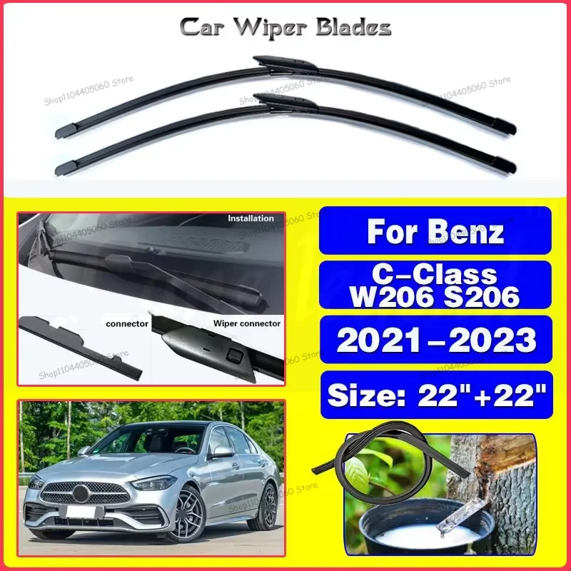 

2pcs For Mercedes Benz C-Class W206 S206 2021 2022 2023 C180 C200 C220d C300d C300 C400 e Car Front Wiper Blades Car Accessories