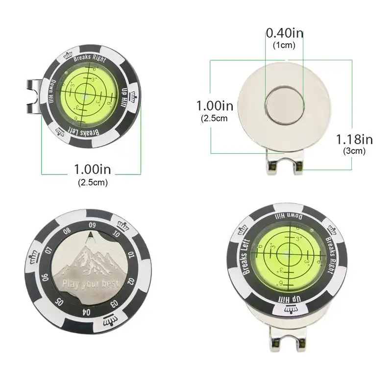 Pince de marqueur de balle magnétique amovible pour chapeaux de golf, casquettes de club de golf, poignées, niveau de lecture, négociation d'inclinaison, mise en place, accessoires d'entraînement