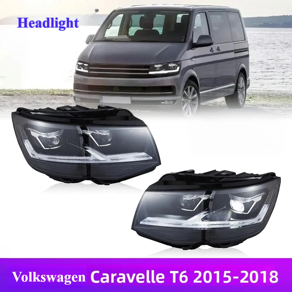 Kit de phares LED pour Volkswagen Caravelle T6 2015-2018, installation facile, clignotants intégrés, accessoires de tuning.