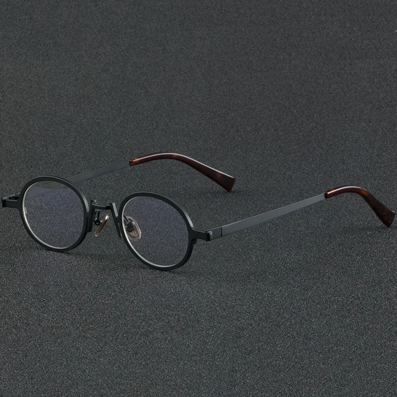 Vintage Literary Optical Glasses frame Gold Black Silver Oval Eyewear Stainless Punk Eyeglasses image 3