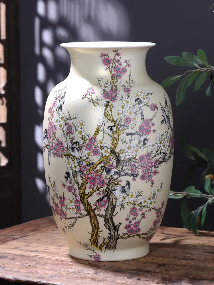 

Jingdezhen Ceramic Floor Vase Large Chinese Living Room Flower Arrangement Decoration TV Cabinet Ornament Crafts