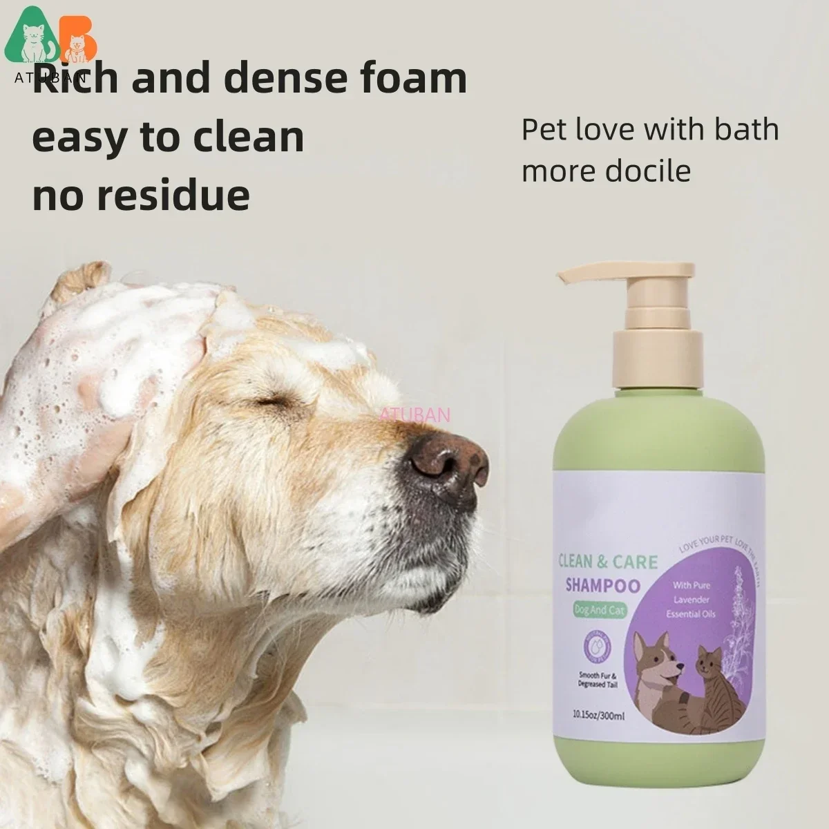 ATUBAN Dog Shampoo and Conditioner,Hypoallergenic Dog Shampoo for Smelly Dogs,Probiotic Pet Shampoo for Dogs,Royal Lavender