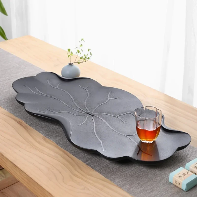 Natural stone Tray Rectangular Drain Tank Tea Tray Living Room Tea Trays Decorative Chinese Teaware Tools Large Size Tea Table