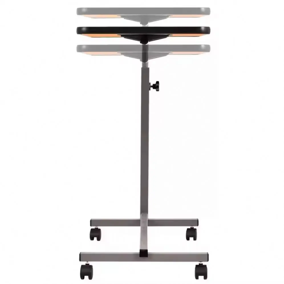 طاولة بجانب السرير خشبية قابلة للتعديل لتناول الطعام في المريض مع عجلات