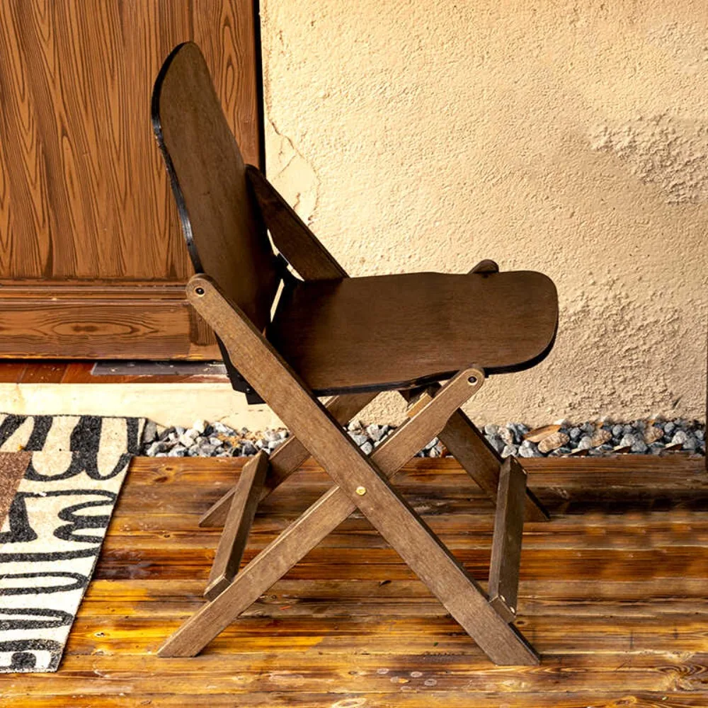 Mesa Retro de madera maciza para balcón, silla con respaldo plegable para interiores y exteriores, pequeño apartamento, café redondo
