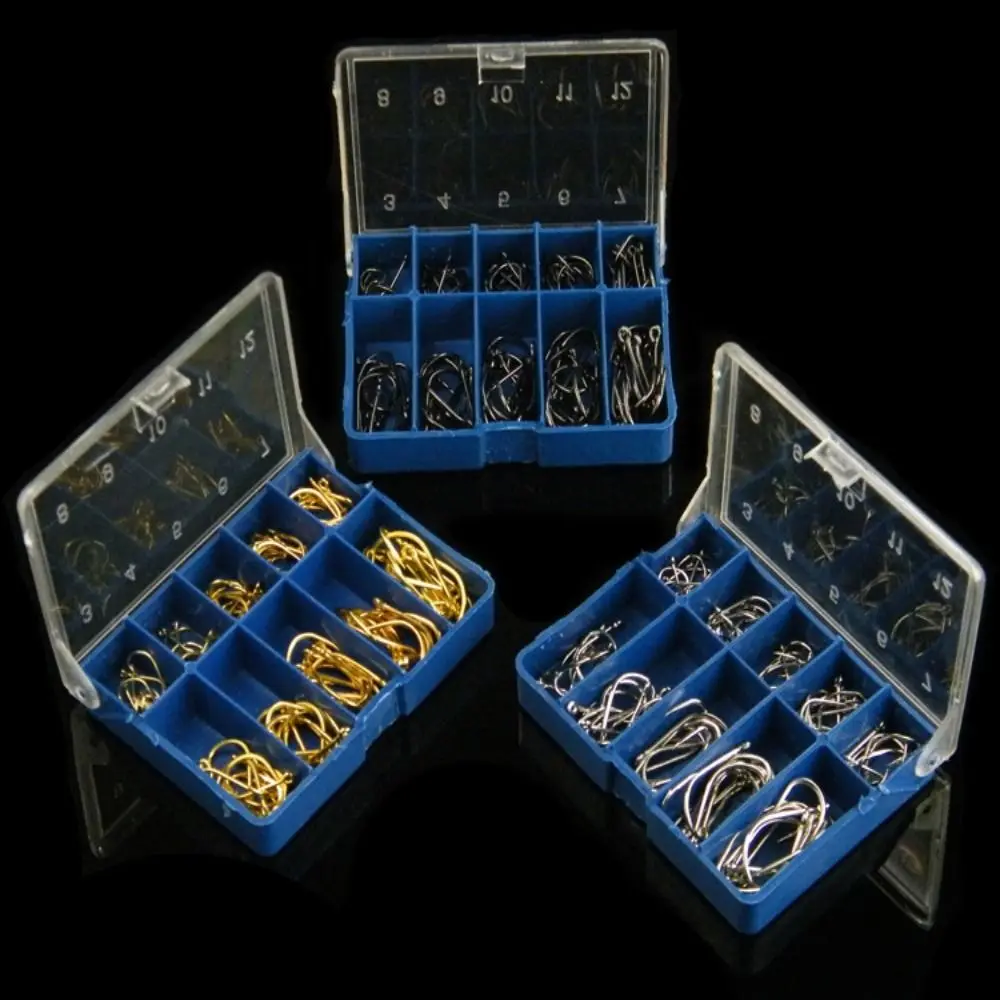 

100PCS #3-#12 Fishhook Barbed Hooks Silver Black Gold High Carbon Steel Freshwater Fishing Hooks Jigging Durable Carp Fishhooks
