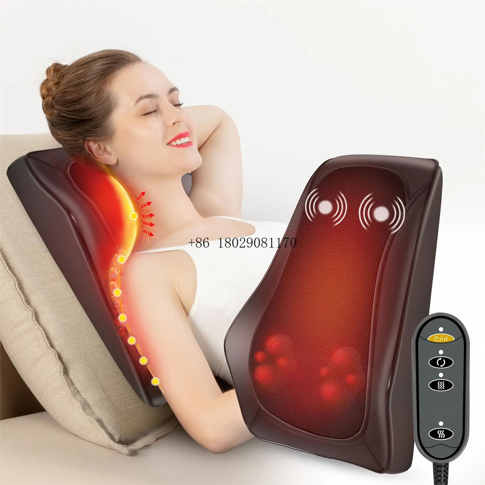 

Massage Pillow With Heat Massage Pillows For Neck and Back Shiatsu Neck Shoulder Massager 3D Kneading