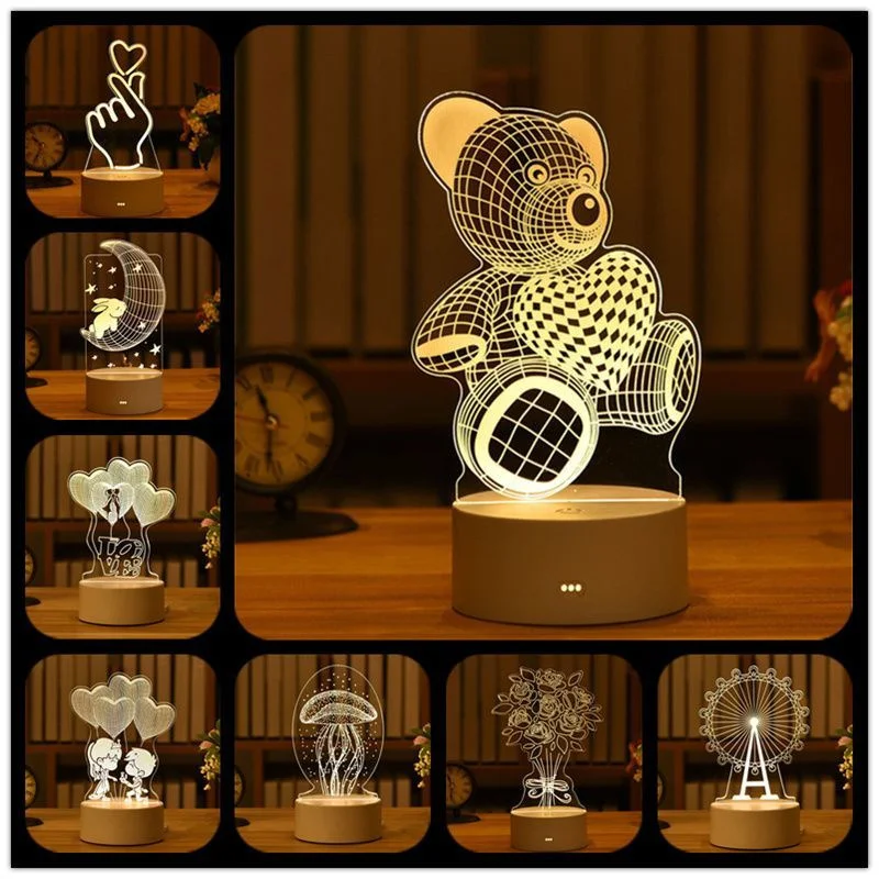 3D Visual Illusion Night Light Visual Creative LED Desk Lamp Changes USB Powered
