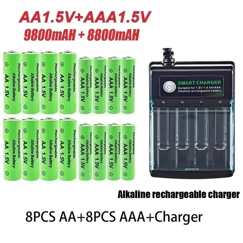 Bateria recarregável aa original aaa 1.5v aa 9800mah/aaa 8800mah para relógio rádio videogame câmera digital carregador aa aaa