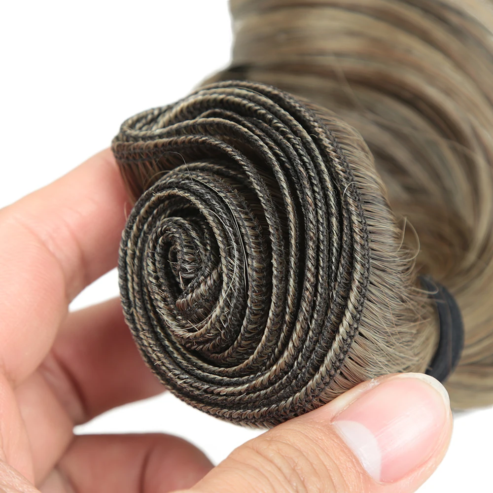 24 Inches 150g Loose Deep Wave Hair Bundles Ombre Piano Brown Natural Color Synthetic Hair Extension Thick Ponytail Hair Weaving
