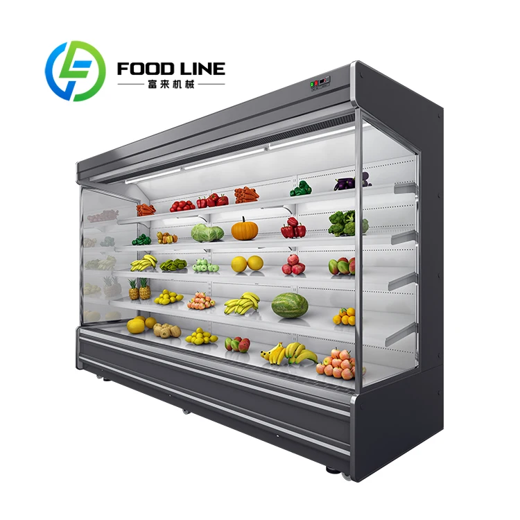 Remote Type Supermarket Upright Multideck Chiller , Open Chiller Showcase for Vegetables and Fruits Display