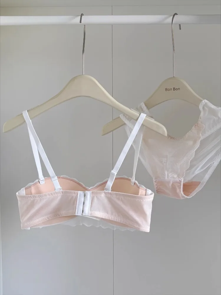 

Комплект нижнего белья YEMOMO во французском стиле с кружевом, бюстгальтер с полуоткрытой чашкой, беспроводной, с эффектом пуш-ап, для подтяжки и увеличения груди, против обвисания, элегантный, удобный комплект женского белья