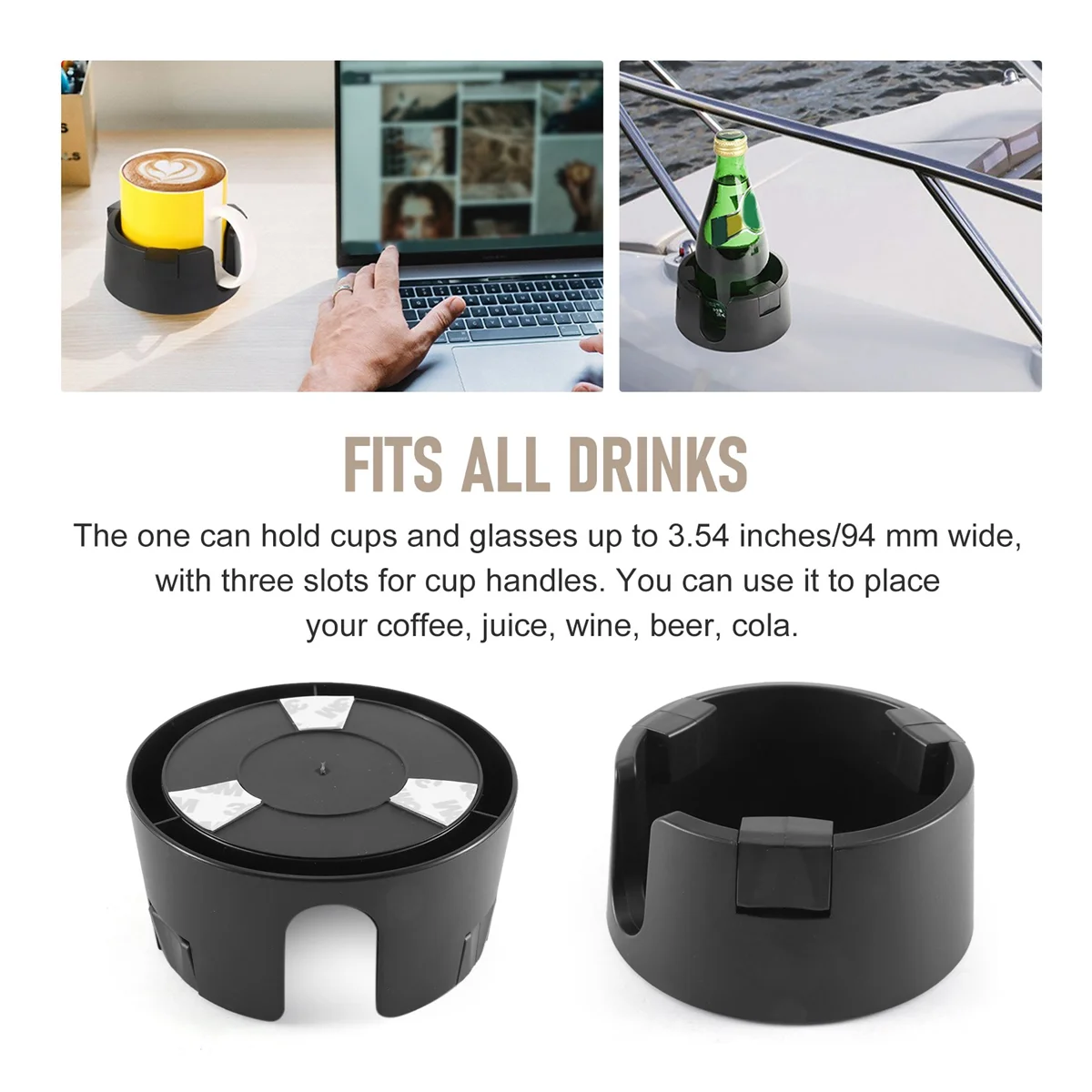 Anti-Spill Cup Holder, Drink Coaster Fits, Fit for Cars, Casa, Escritório, Ao Ar Livre