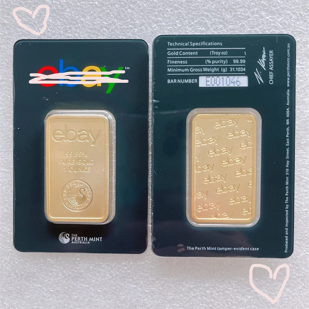 E-bay 1 OZ  High Quality Non-magnetic 24K Gold Plated Copper Copy Bar Swiss Lady Bullion Ingot DIFFERENT Serials