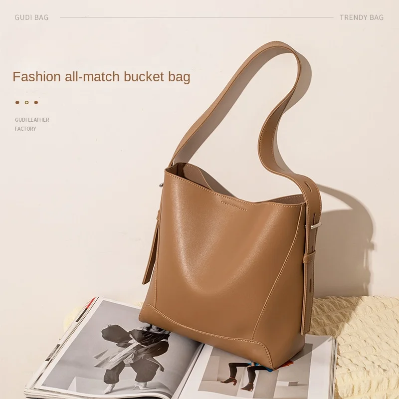 Bucket Bag Simple and High-end Tote Bag Autumn and Winter Armpit Bag, Large Capacity Versatile Pu Shoulder Bag