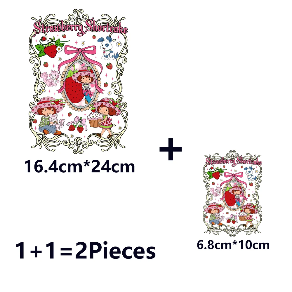 Erdbeere Shortcake Eisen auf Patches Bügelanwendungen für Kleidung Wärme Thermotransfer T-Shirt Aufkleber Zubehör individuell – Detail 5
