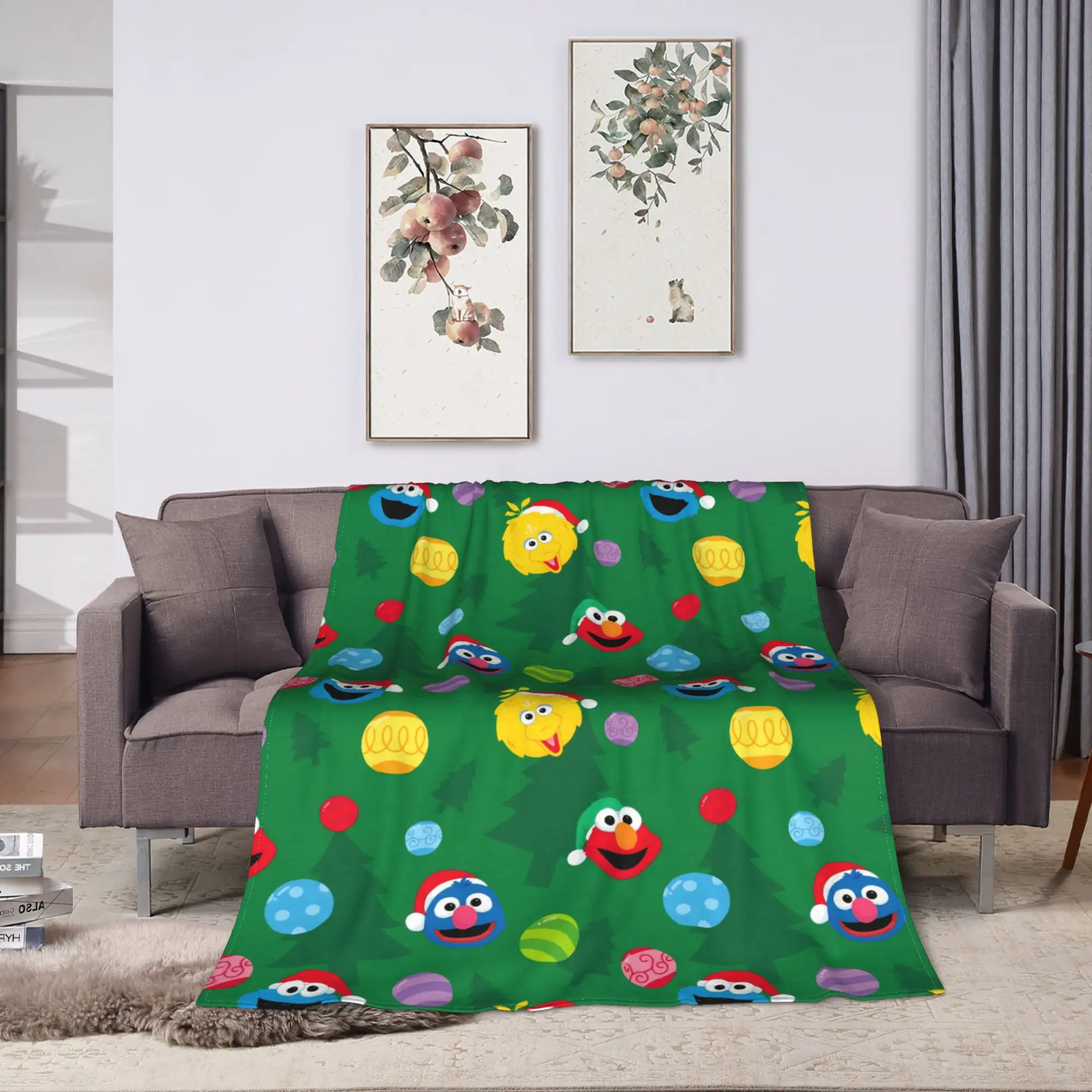 Blanket S-Sesames Streets Warm Soft Street Trend Plush Throw Blanket For Bedroom Decorative Flannel Bedspread Bed Cover