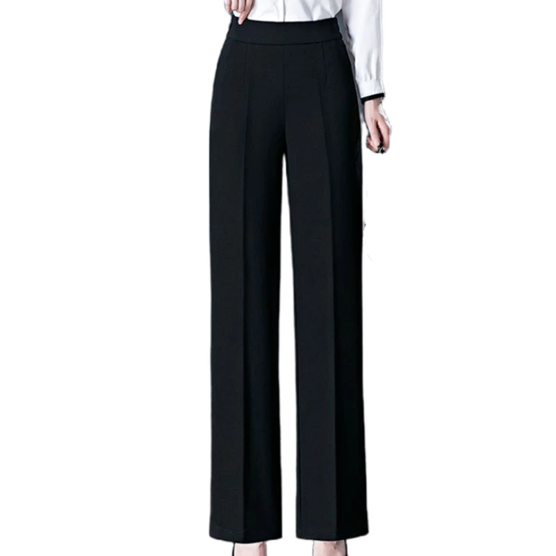 Women\'s Clothing Loose Casual Solid Color Pockets Elastic High Waisted Fashionable Trousers Trouser Suits Vintage Cropped Pants