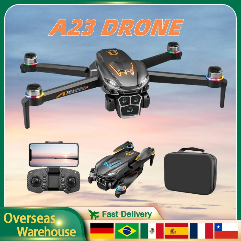 

A23 Drone 4K Three Cameras Brushless Motor Color Breathing Light Fixed-Point Hovering Lntelligent Obstacle Avoidance Drone Gift