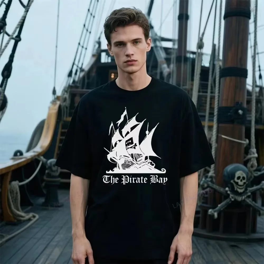 2026 THE PIRATE BAY Ship Rargb Piracy Printed T Shirt The Pattern of A Drifting Pirate Ship Summer Men's Clothing Women T Shirt