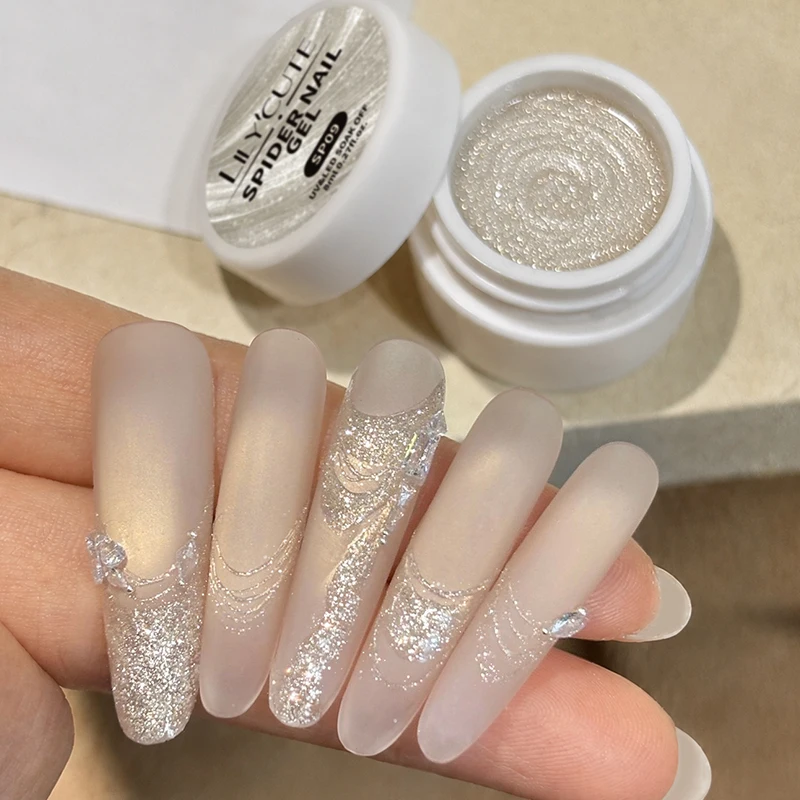 LILYCUTE 8ml Glitzer-Spider-Nagelgel, elastisches Drahtzieh-Gel, Spider-Line-Gel, ablösbarer UV-Gel-Lack, Nagelkunst-Design – Detail 2