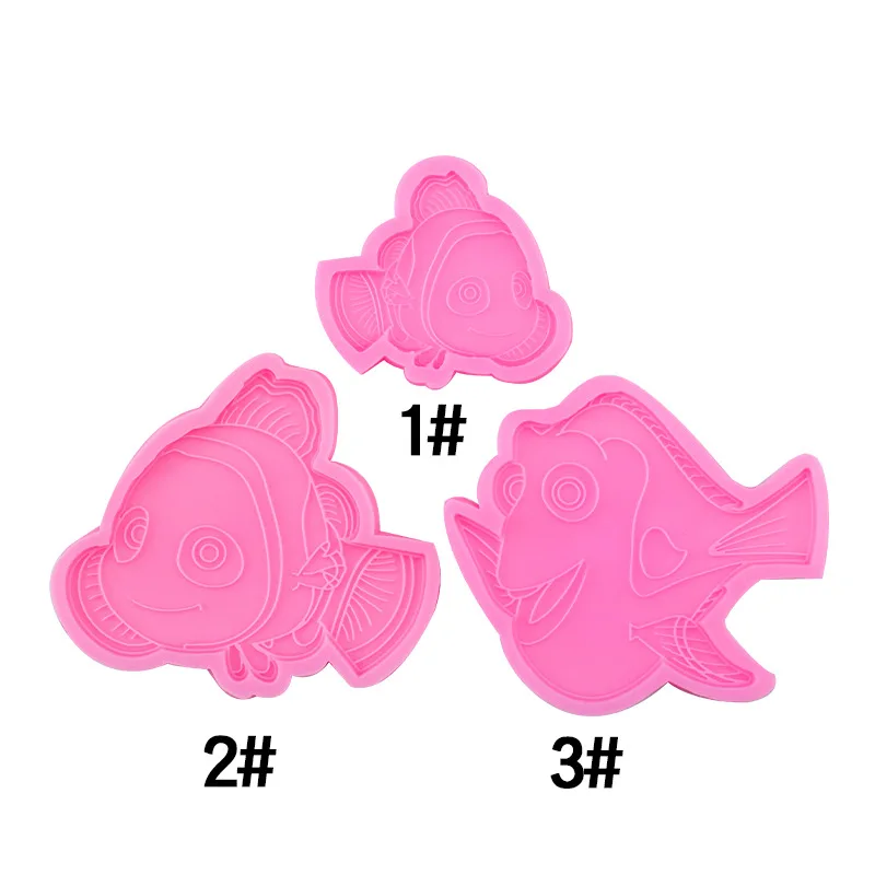 Ocean Series Cartoon Fish Shape Cake Decoration Silicone Mold Chocolate Biscuit Mousse Making Tools