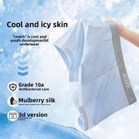 4Pcs Breathable Thin Ice Silk Boxer Briefs Seamless Underpants Ice Silk Boxers Mid Waist Lingerie Underwear for Men Daily