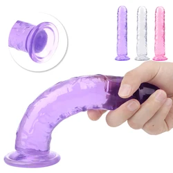 Erotic Soft Jelly Dildo Anal Butt Plug Realistic Penis Strong Suction Cup  Dick Toy for Adult  G-spot Orgasm Sex Toys for Woman