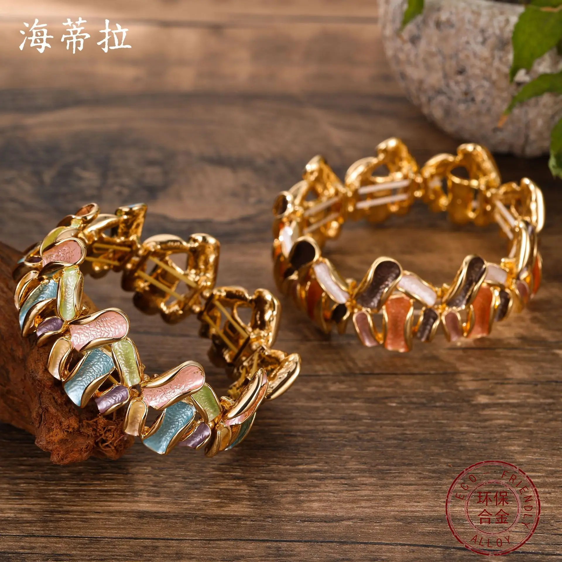 

DIY accessories enamel color irregular line elastic bracelet women's fashion creative color geometric line bracelet