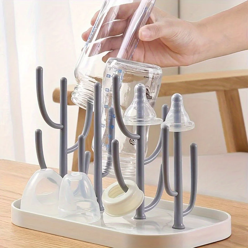 

1pc Baby Bottle Drying Rack Tree-shaped Dust-proof Milk Bottle Holder Plastic Cup Drying Dispenser Nipple Storage Rack