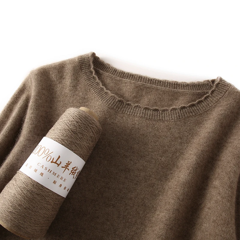 High-quality Pure Cashmere Women's Autumn and Winter Sweater Long-sleeved Knit Pullover Solid Color Basic Top Women's Clothing