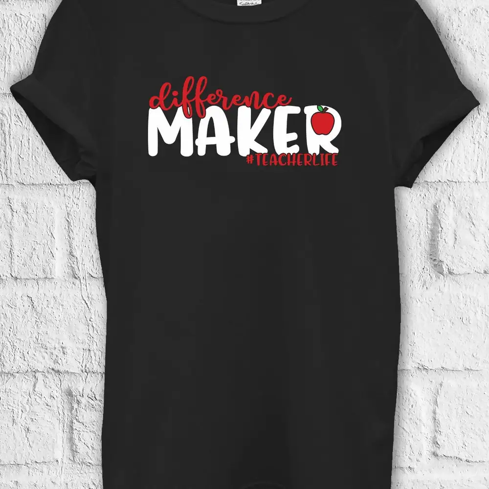 Difference Maker Teacher Life T Shirt Sweat Jute Bag Kids Baseball Pullover Baggy Boyfriend 3525